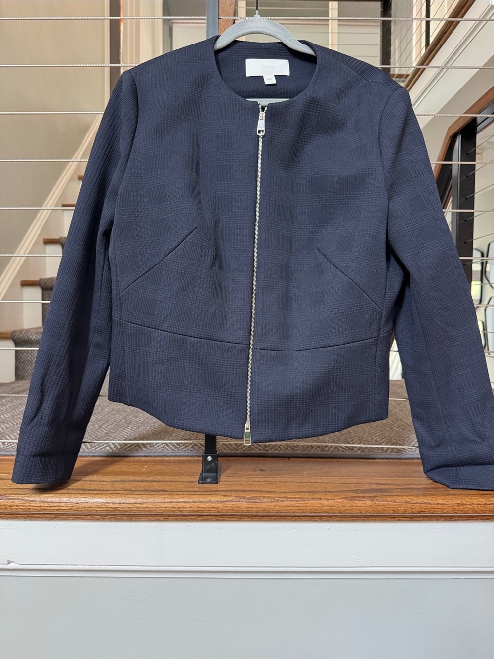Boss Women’s Navy Zip-Front Structured Jacket